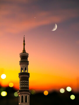 Masjid dome islam moon star night isra miraj namaz sunset background mubaruk greeting islam ramadan element masjid aqsa hajj kaaba umrah eid arabian religion islamic arab muslim greeting miraj kaaba.