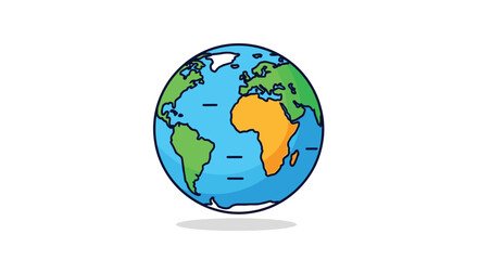 Fototapeta premium Colorful cartoon globe illustration of planet earth showing the continents of africa and europe for education and global themes.