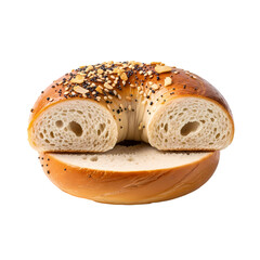 Delicious Everything Bagel Cut in Half on Black Background