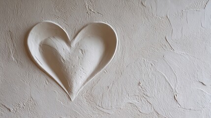 Heart shape carved into a rough textured concrete surface.