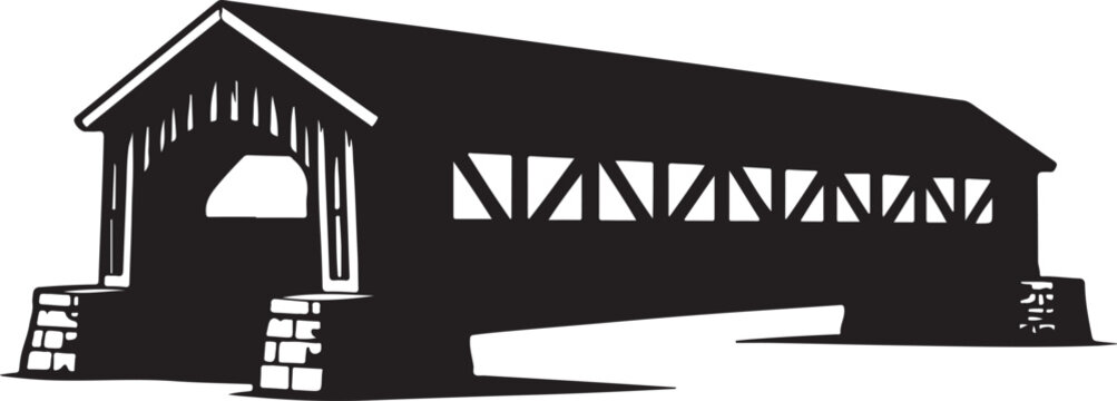 Covered Bridge Silhouette Icon