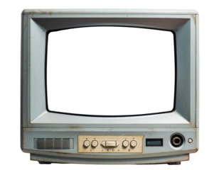 Vintage crt television set with analog inputs and controls