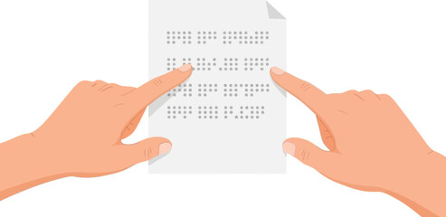Hands Using Braille Reading Sheet for Visually Impaired Accessibility