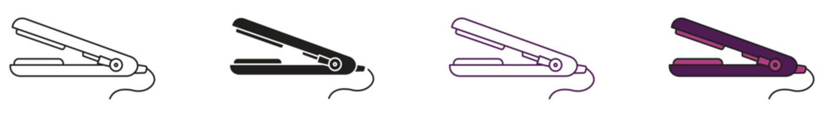 Hair straightener icon set, vector illustration .