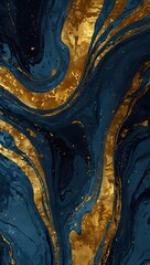 Luxurious Blue-Gold Abstract Geometric Design