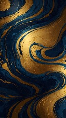 Luxurious Blue-Gold Abstract Geometric Design