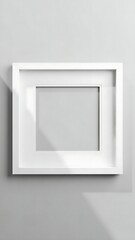 Empty white picture frame on wall