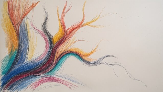 Colored pencil branching line abstract background