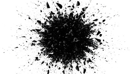 Abstract Shattering Explosion With White Outlines On Black