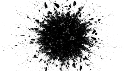 Abstract Shattering Explosion With White Outlines On Black