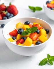 Healthy Yogurt Bowl With Fresh Berries And Mango