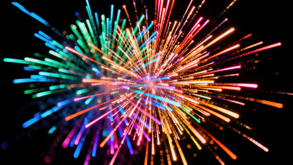 Close-up of Dynamic Colorful Firework Light Effects