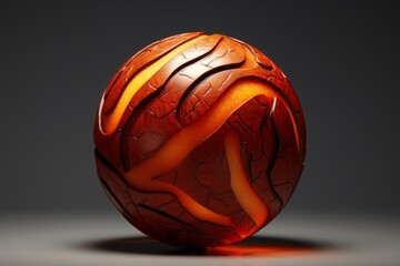 Abstract sphere featuring intricate cracks revealing glowing magma on a dark background