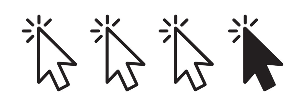 Click icon cursor symbol mouse pointer. computer navigation web button sign. digital interface element