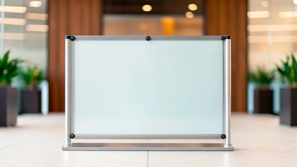 Signboard displayed in modern indoor space for information or announcements