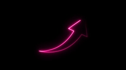 Glowing neon light arrows sign up to down animation concept, Growing graph symbol animation. Neon arrow sign and symbol. 
Glowing neon purple arrow left direction icon