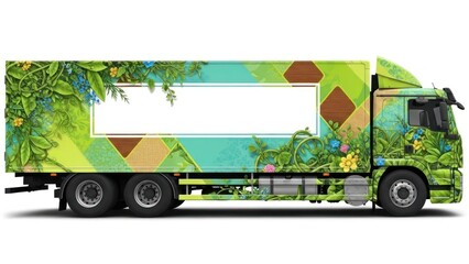 Sustainable Transport Truck with Vibrant Foliage Livery