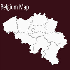 Obraz premium Belgium map with regions simple outline vector illu