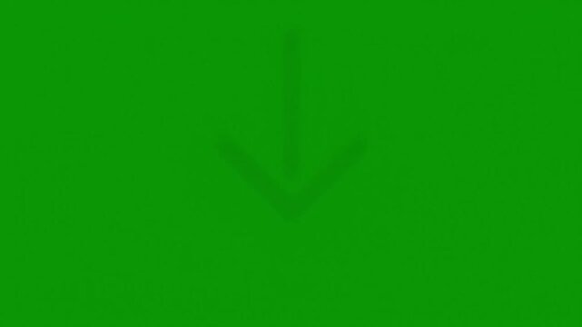 Animated White Down Arrow Icon on Green Screen &ndash; Download, Decrease and Direction Symbol 4K Loop
