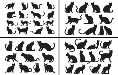 cat silhouettes vector, kitten clipart, feline animal svg, pet cat illustration, cute cat graphics, black cat silhouettes, animal vector art, cat pose design, cat shape collection, animal silhouette b © Geetaroy