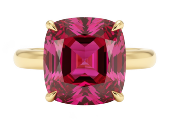 A large pink diamond ring on transparent background
