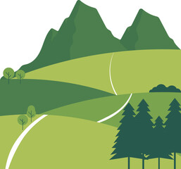 Obraz premium Green mountain landscape vector illustration