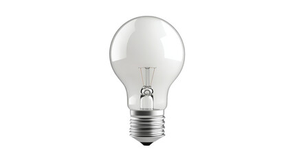 A light bulb is lit up and is sitting on a white background