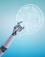 Robot Hand Pointing at Circuit Board Technology Diagram