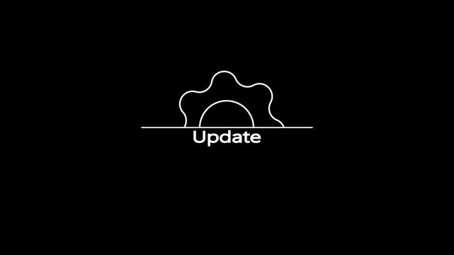 Software Update Progress Bar icon with Gear Icon on Dark Background. white color setting and update icon animate