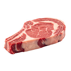 Raw ribeye steak on black background