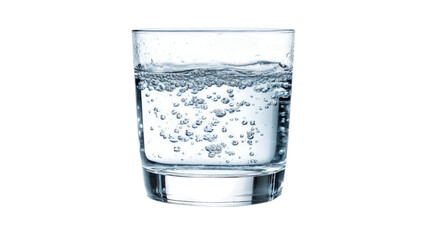 A glass of water with lots of bubbles, isolated on a transparent background