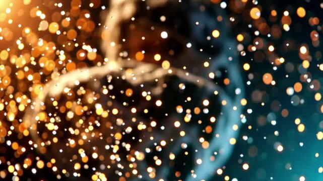 "Celebrating Black History Month Motion Graphic with Pan-African Brush Strokes and Golden Bokeh Particles - 4K Loop"