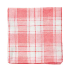 pink plaid dish towel isolated on white background