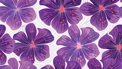 Fototapeta premium Vibrant purple flowers with orange centers on white background