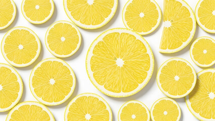 Obraz premium Lemon Slices on White Background
