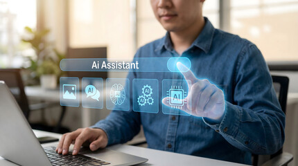 User Accessing Advanced Artificial Intelligence Features on Computer