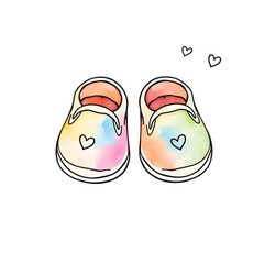 pair of baby shoes watercolor illustration