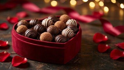 Heart Shaped Box Filled with Assorted Chocolate Truffles for Valentine