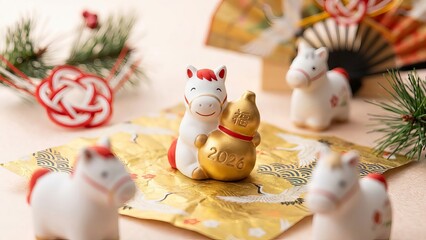 Cute Clay Horse Figurines for Japanese New Year 2026 Celebration
