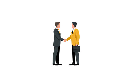 Two professional businessmen shaking hands formal agreement meeting corporate partnership illustration minimal style isolated on white background