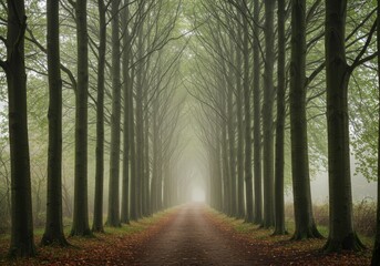 Obraz premium Misty Forest Pathway