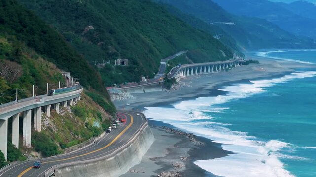 Aerial View of South Link Highway in Taitung, Taiwan.