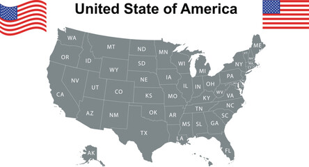 Fototapeta premium America map United States of America map Cities US Gray map background