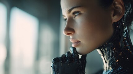 explore the fusion of cyber security and ai through a skilled it specialist in a hightech futuristic environment  