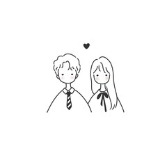 療癒系簡約線條畫，男女