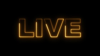 Live now Neon text typography animation black screen background, Neon Live Text Animation on Alpha channel.
Animated neon live button in 4K suitable for live stream overlays  - Powered by Adobe