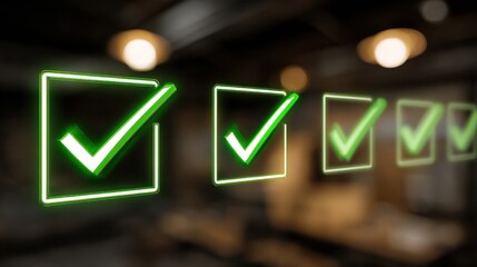 green checkmarks on digital interface checklist technology 