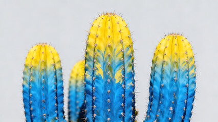 Blue-Yellow Creative Cactus Macro Photography