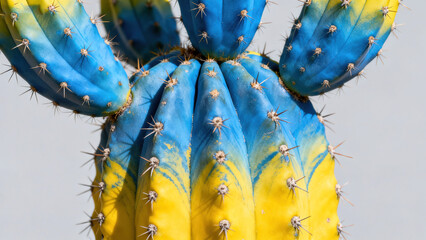 Blue-Yellow Creative Cactus Macro Photography