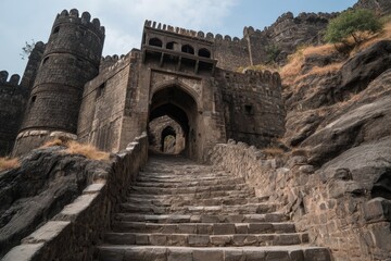 Fototapeta premium Ancient Daulatabad Fort Gateway in Maharashtra India.